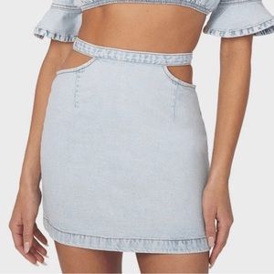WEWOREWHAT Denim Cut Out Mini Skirt